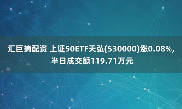 汇巨摘配资 上证50ETF天弘(530000)涨0.08%, 半日成交额119.71万元
